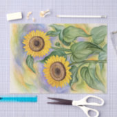 ひまわり黄色のデコページフローラ水彩アート 薄葉紙 (クラフト)