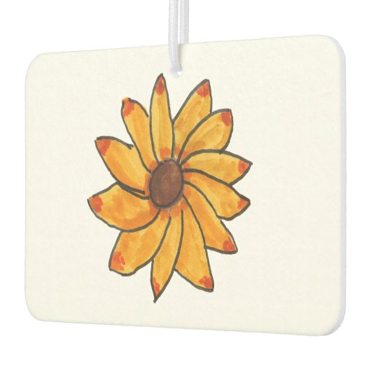 ひまわり黄色のマーカー手描き カーエアーフレッシュナー (左)