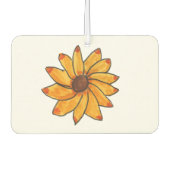 ひまわり黄色のマーカー手描き カーエアーフレッシュナー (正面)