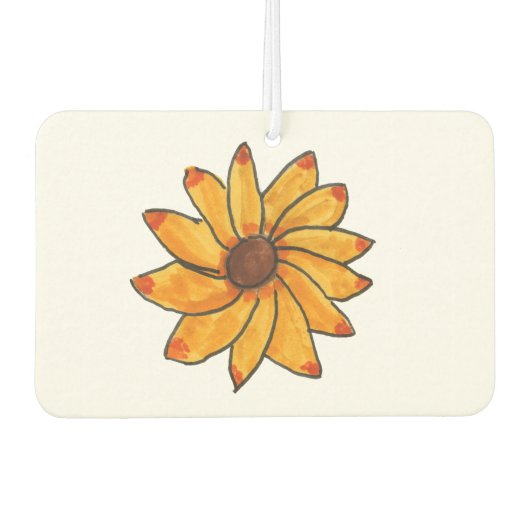 ひまわり黄色のマーカー手描き カーエアーフレッシュナー (正面)