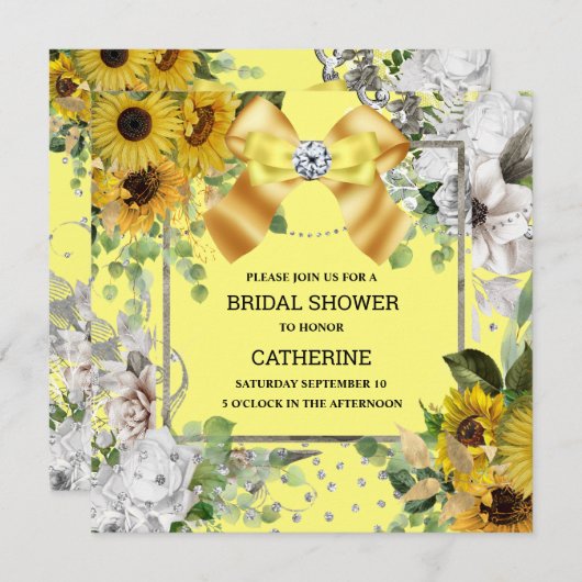 ひまわり黄色の国のさびれた夏の輝き 招待状 (正面/裏面)