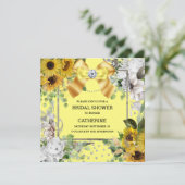 ひまわり黄色の国みすぼらしい夏のグリッター 招待状 (スタンド正面)