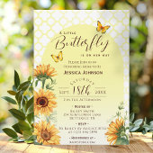 ひまわり黄色の小さな蝶の赤ちゃんシャワー 招待状