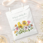 ひまわり黄色の水彩フローラ赤ちゃんシャワー フェイバーバッグ (クリップ留めされた状態)