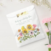 ひまわり黄色の水彩フローラ赤ちゃんシャワー フェイバーバッグ (封をした状態)