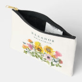 ひまわり黄色の水色のカスタム花嫁ギフト アクセサリーポーチ (見開き)