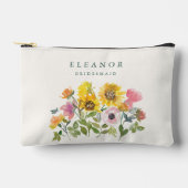 ひまわり黄色の水色のカスタム花嫁ギフト アクセサリーポーチ (正面)