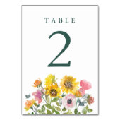 ひまわり黄色の水色フローラカスタムウェディング テーブルナンバー (正面)