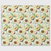 ひまわり黄色の花エレガント水彩 ラッピングペーパー (フラット)