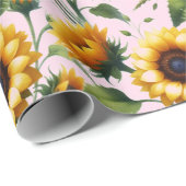 ひまわり黄色の花エレガント水彩 ラッピングペーパー (ロールコーナー)