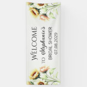 ひまわり黄色の花ラスティック ブライダルシャワー 横断幕 (縦)