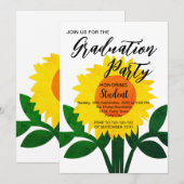 ひまわり黄色の花卒業パーティー 招待状 (正面/裏面)