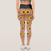 ひまわり黄色の黒フェイク木 カプリレギンス (裏面)