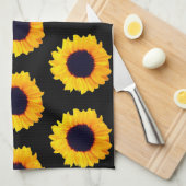 ひまわり黄色オレンジブラックキッチンタオル キッチンタオル (四つ折り)