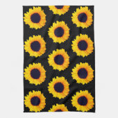 ひまわり黄色オレンジブラックキッチンタオル キッチンタオル (縦)