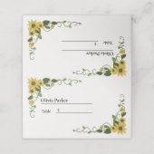 ひまわり黄色フローラ植物手描き油 プレイスカード (外部開封)