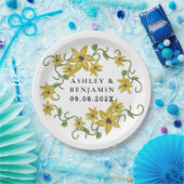 ひまわり黄色フローラ植物手描き油 ペーパープレート (パーティー)