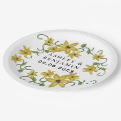 ひまわり黄色フローラ植物手描き油 ペーパープレート (アングル)