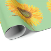 ひまわり黄色フローラ水彩夏素朴 ラッピングペーパー (ロールコーナー)