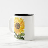 ひまわり黄色フローラ水彩自然花 ツートーンマグカップ (正面左)
