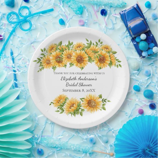 ひまわり黄色フローラ素朴ブライダルシャワー ペーパープレート (パーティー)