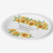ひまわり黄色フローラ素朴ブライダルシャワー ペーパープレート (アングル)