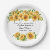 ひまわり黄色フローラ素朴ブライダルシャワー ペーパープレート (正面)