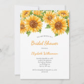 ひまわり黄色フローラ素朴ブライダルシャワー 招待状 (正面)