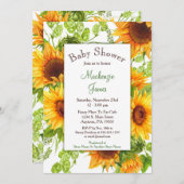ひまわり黄色フローラ赤ちゃんシャワー招待状 招待状 (正面/裏面)