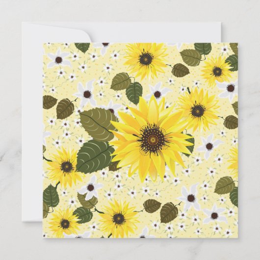 ひまわり黄色フローラ |赤ちゃんシャワー 招待状 (裏面)