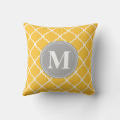 ひまわり黄色モロッコ格子グレーモノグラム クッション (裏面)