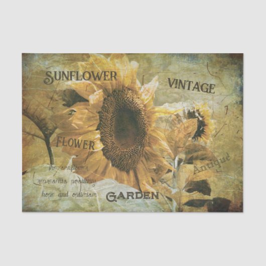 ひまわり黄色ヴィンテージテクスチャEphemera 薄葉紙 (正面)