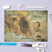 ひまわり黄色ヴィンテージテクスチャEphemera 薄葉紙 (クラフト)