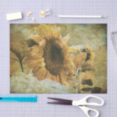 ひまわり黄色ヴィンテージ国のテクスチャフローラ 薄葉紙 (クラフト)