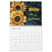 ひまわり黄色素朴国の美しい2024 カレンダー (2月 2027)