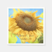 ひまわり黄色素朴国結婚の水色 スタンダードカクテルナプキン (正面)