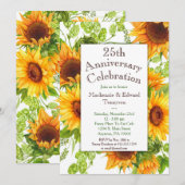 ひまわり黄色花模様記念日招待状 招待状 (正面/裏面)