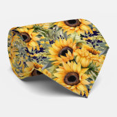 ひまわり黄色金ゴールドネイビーブルーフローラネックタイ ネクタイ (ロール)