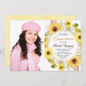 ひまわり黄色金ゴールドフローラキンセアニェラ写真 招待状 (正面/裏面)