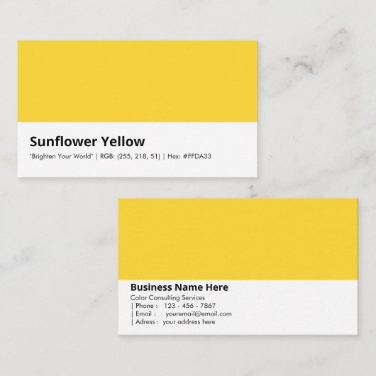 ひまわり黄色 | 「世界を明るくする」色 名刺 (正面/裏面)