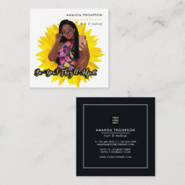 ひまわり黒人女性美しいファッションスクエアブシン スクエア名刺