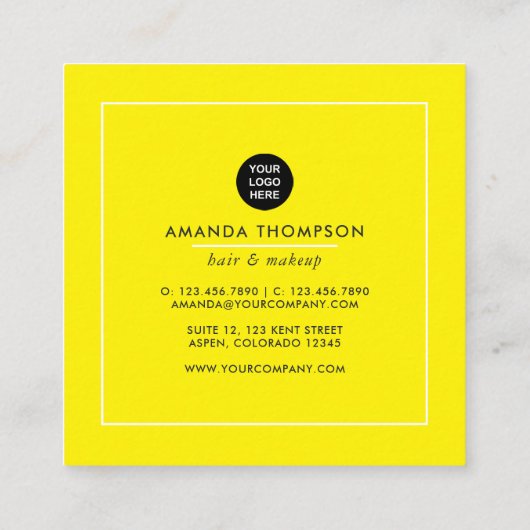 ひまわり黒人女性美しいファッション スクエア名刺 (裏面)