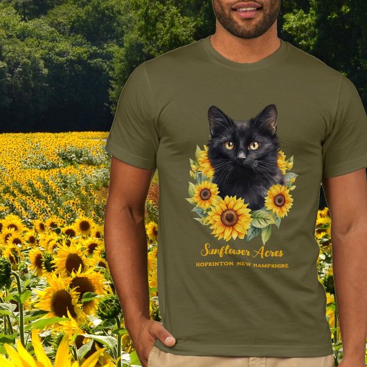 ひまわり黒猫ファーム名 Tシャツ