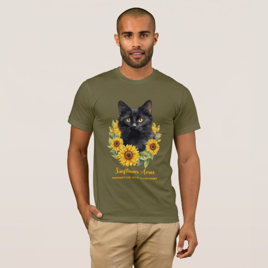 ひまわり黒猫ファーム名 Tシャツ (正面フル)