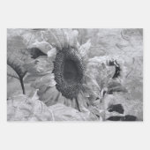 ひまわり黒白ヴィンテージ国フローラ ラッピングペーパーシート (正面2)