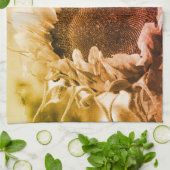 ひまわり黒白動揺してヴィンテージ キッチンタオル (折り畳み)