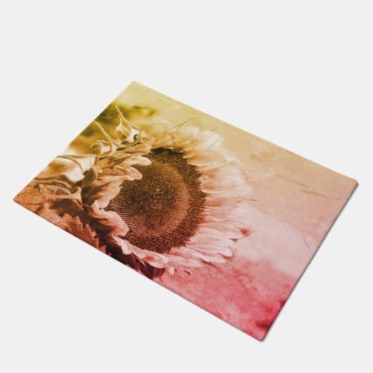 ひまわり黒白動揺してヴィンテージ ドアマット (アングル)