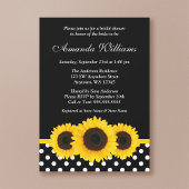 ひまわり黒白水玉模様ブライダルシャワー 招待状