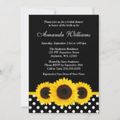 ひまわり黒白水玉模様ブライダルシャワー 招待状 (正面)