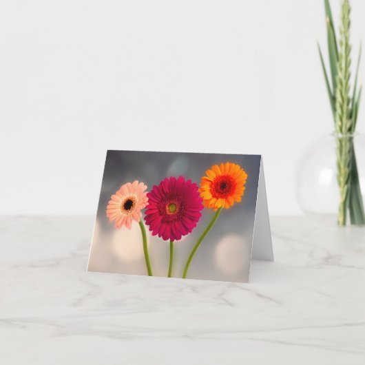 ひまわり３つのジェルバラ折り紙グリーティングカード カード (正面)